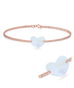 Rose Gold Plated Heart Shell Silver Bracelet BRS-438-RO-GP